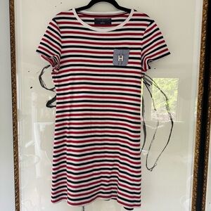 Tommy Hilfiger Striped T-Shirt Dress – Red, White & Blue, Size M, Cotton